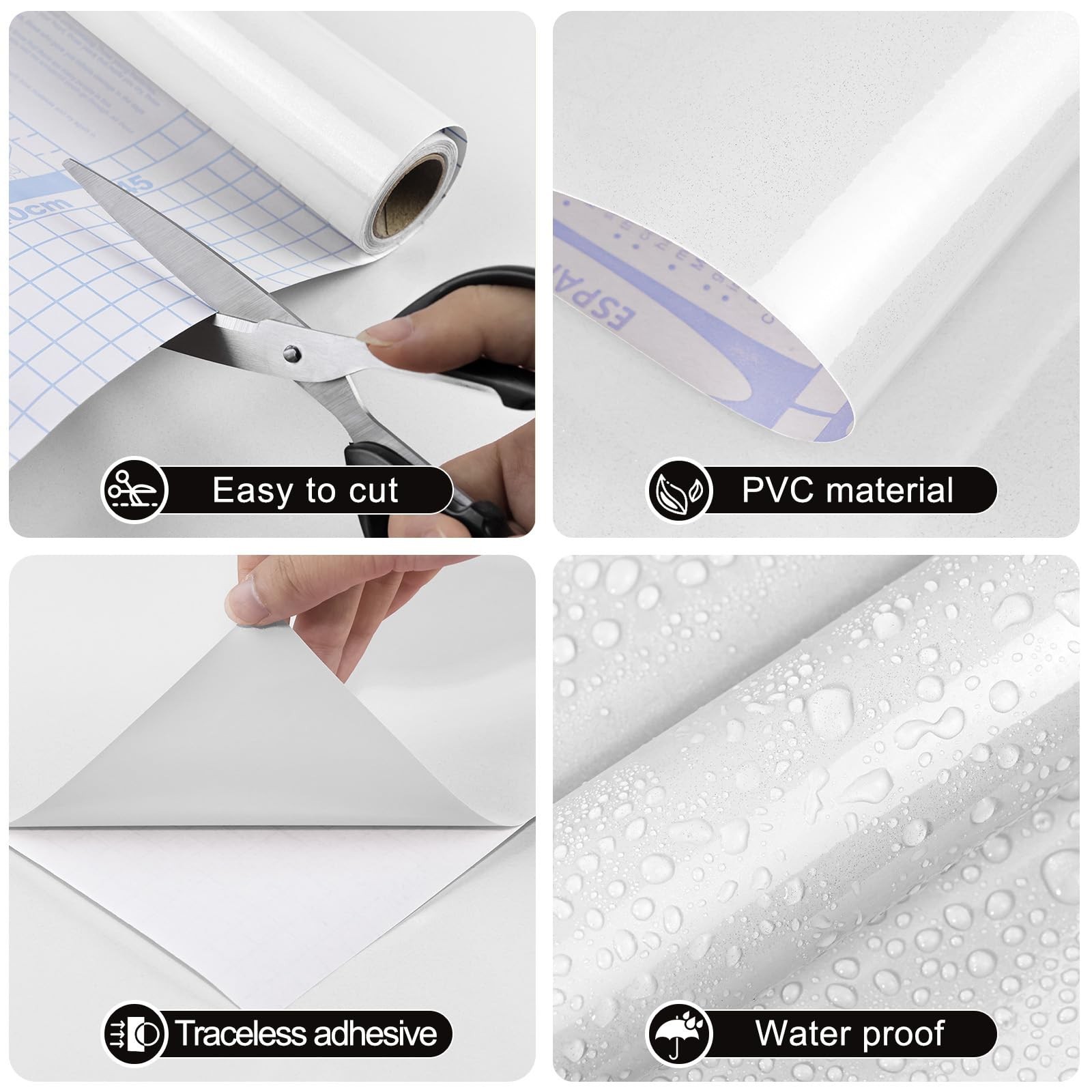 Amiya White Glossy Contact Paper Shiny Peel and Stick Wallpaper Self-Adhesive…
