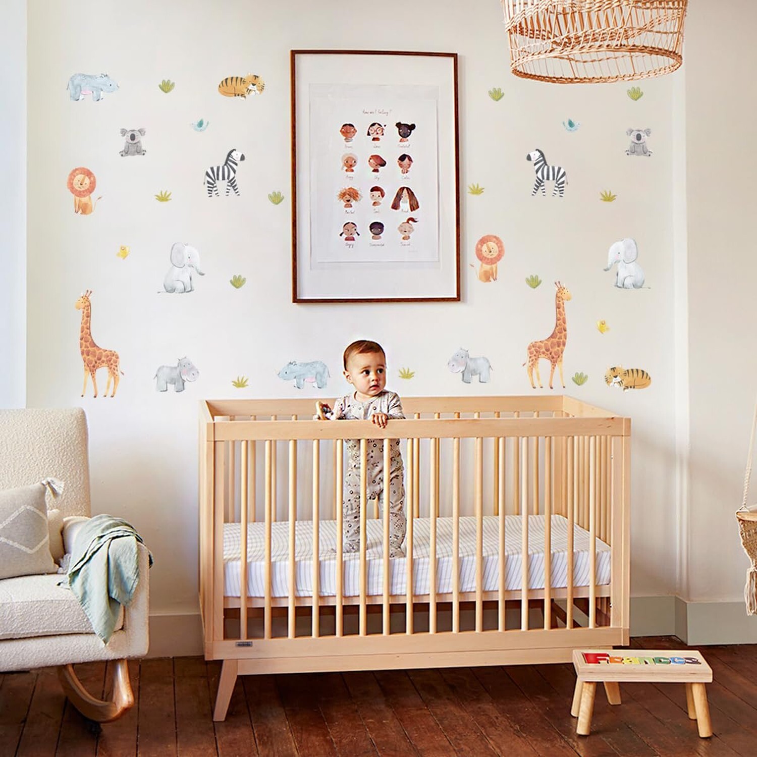 Animals Wall Decals for Kids, Jungle Removable Wall Stickers Toddler Boy Girl…