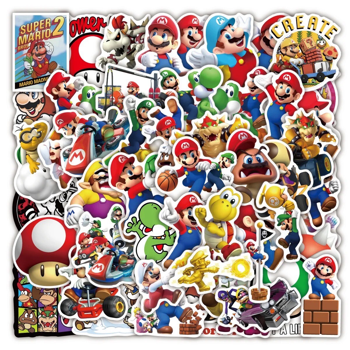 50 Super Mario Bros Stickers Decals Yeti Laptop Car Video Games Free Shipping
