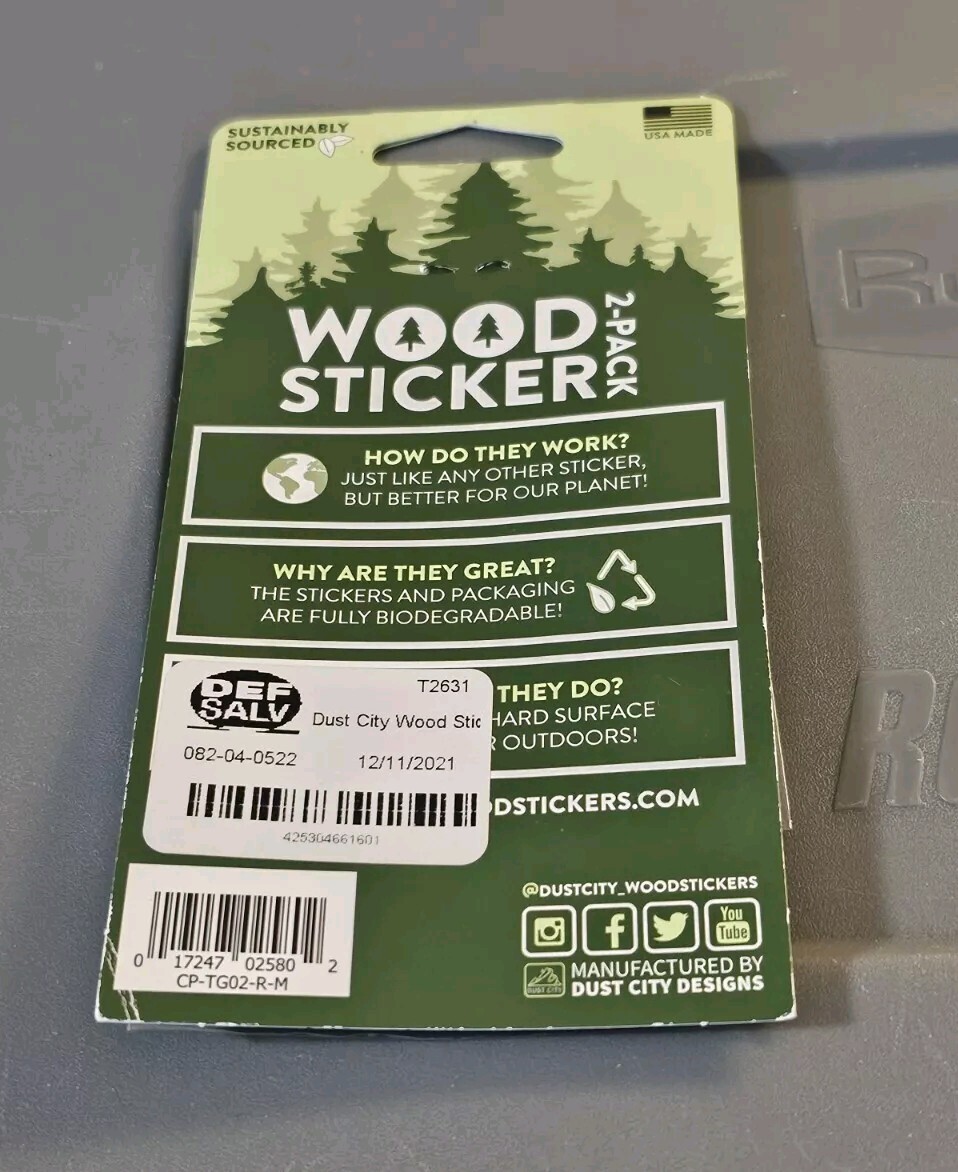 Lot of 3 Dust City Wood Stickers Real Wood Flexible 2 In Each Pack 6 Stickers