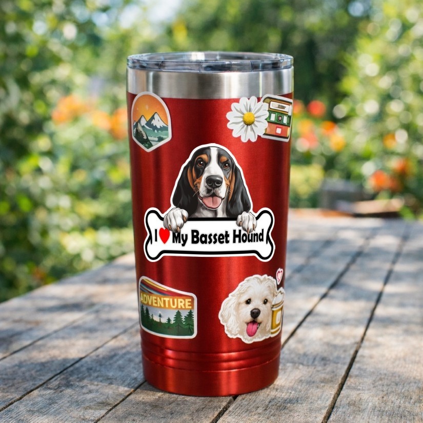 I Love My Basset Hound, Dog, Pet, Sticker, Peel N' Stick, Different Sizes