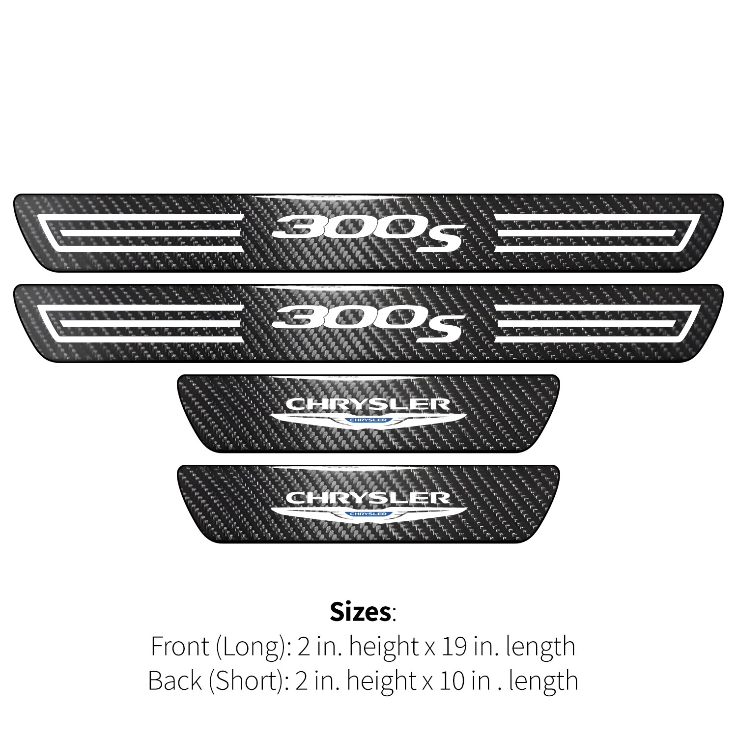 Chrysler 300S Logo X-Large Black Carbon Fiber 4 Pcs Universal Door Sill Plates