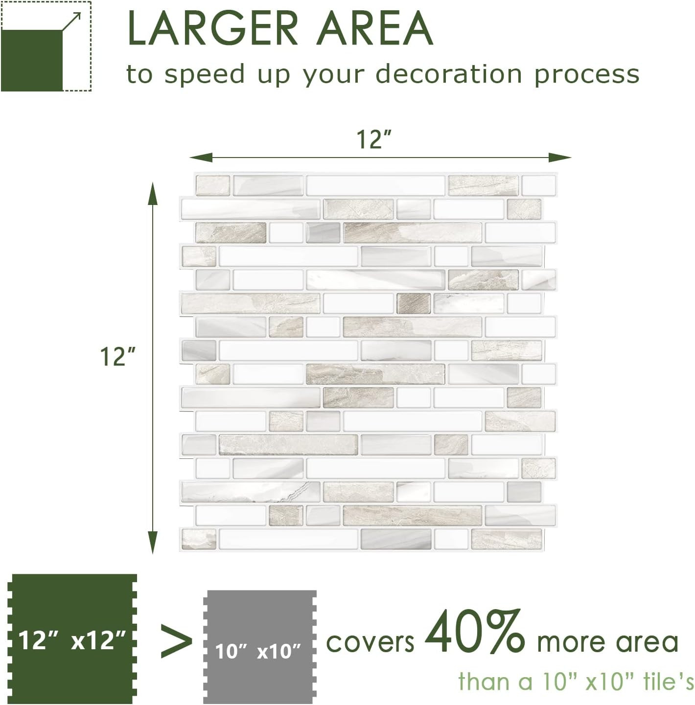 Thicker Design Peel and Stick Tile Backsplash, 12”×12”Stick on Backsplash for…