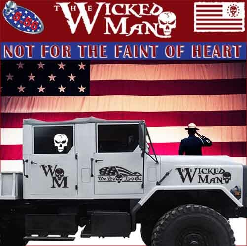 The Wicked Man – We The People Text Half Flag Skull Decal Sticker