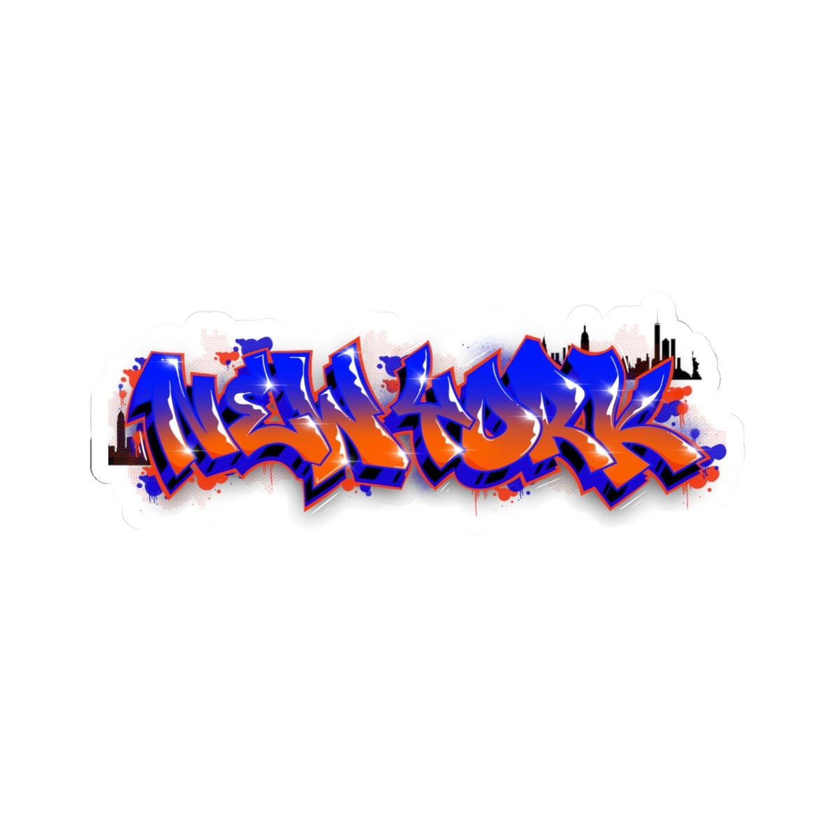 New York graffiti Sticker orange blue New York City 6 inch