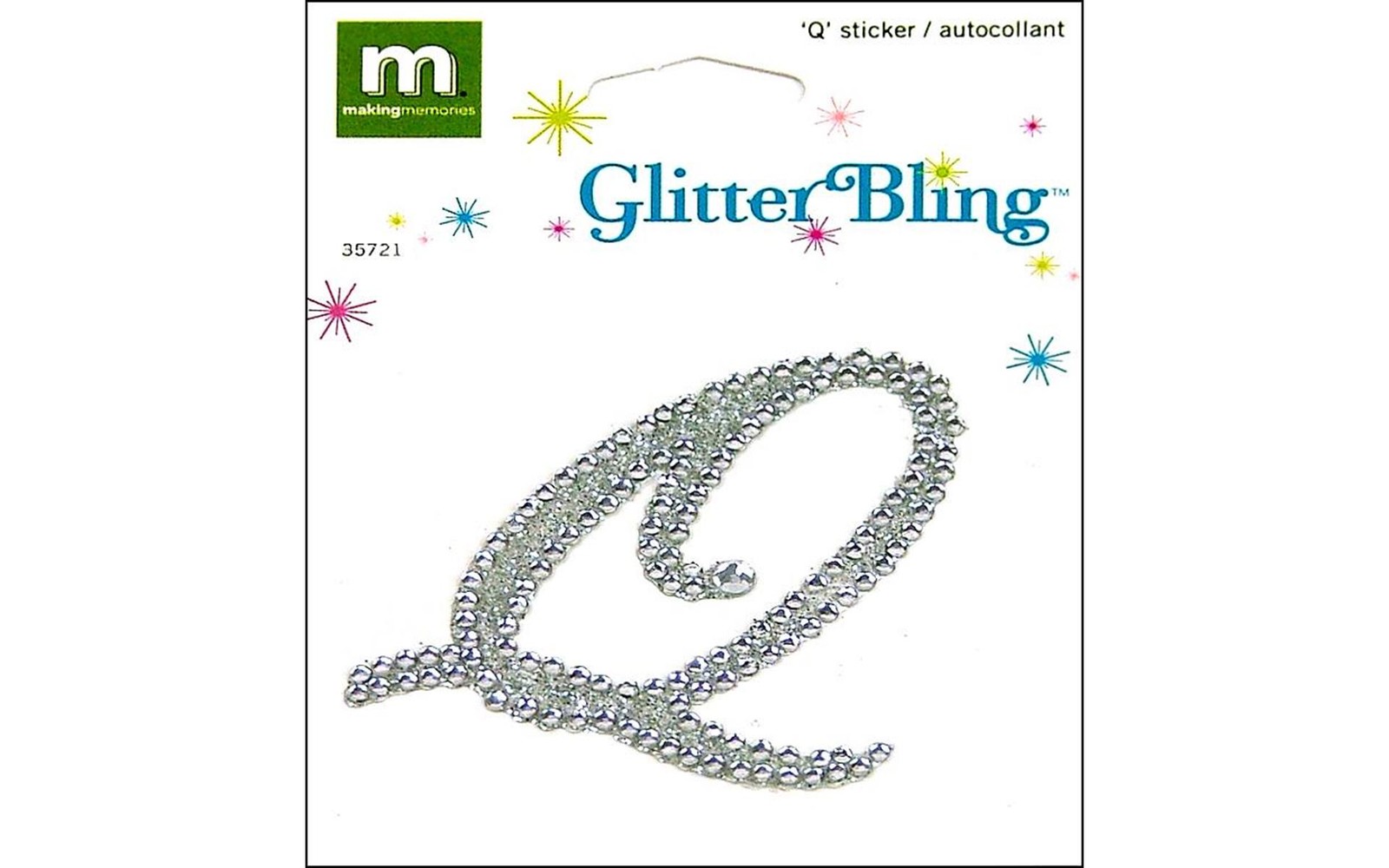 Making Mem Sticker Glitter Bling Monogram Script Q