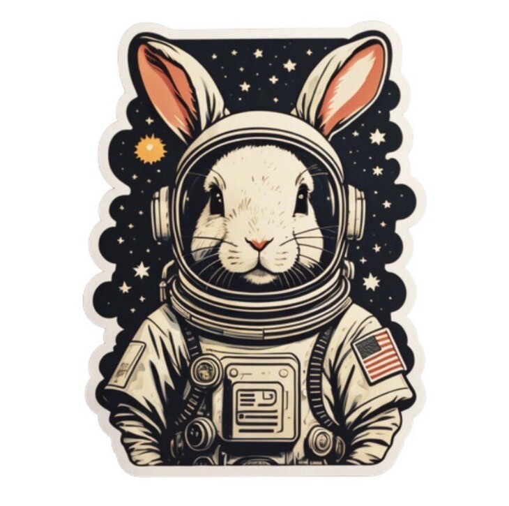 Astronaut Space Bunny Die Cut Sticker High Quality