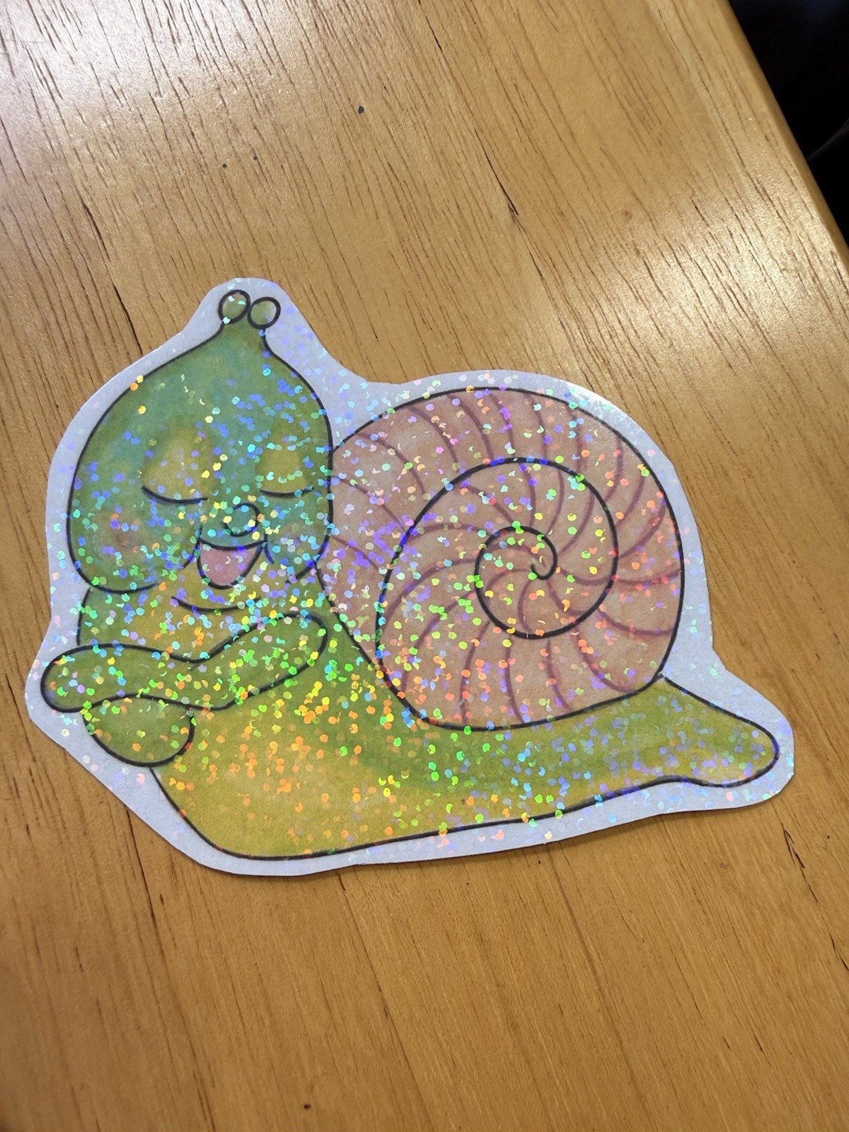 Whimsical happy snail art sticker decal 50s inspired original art