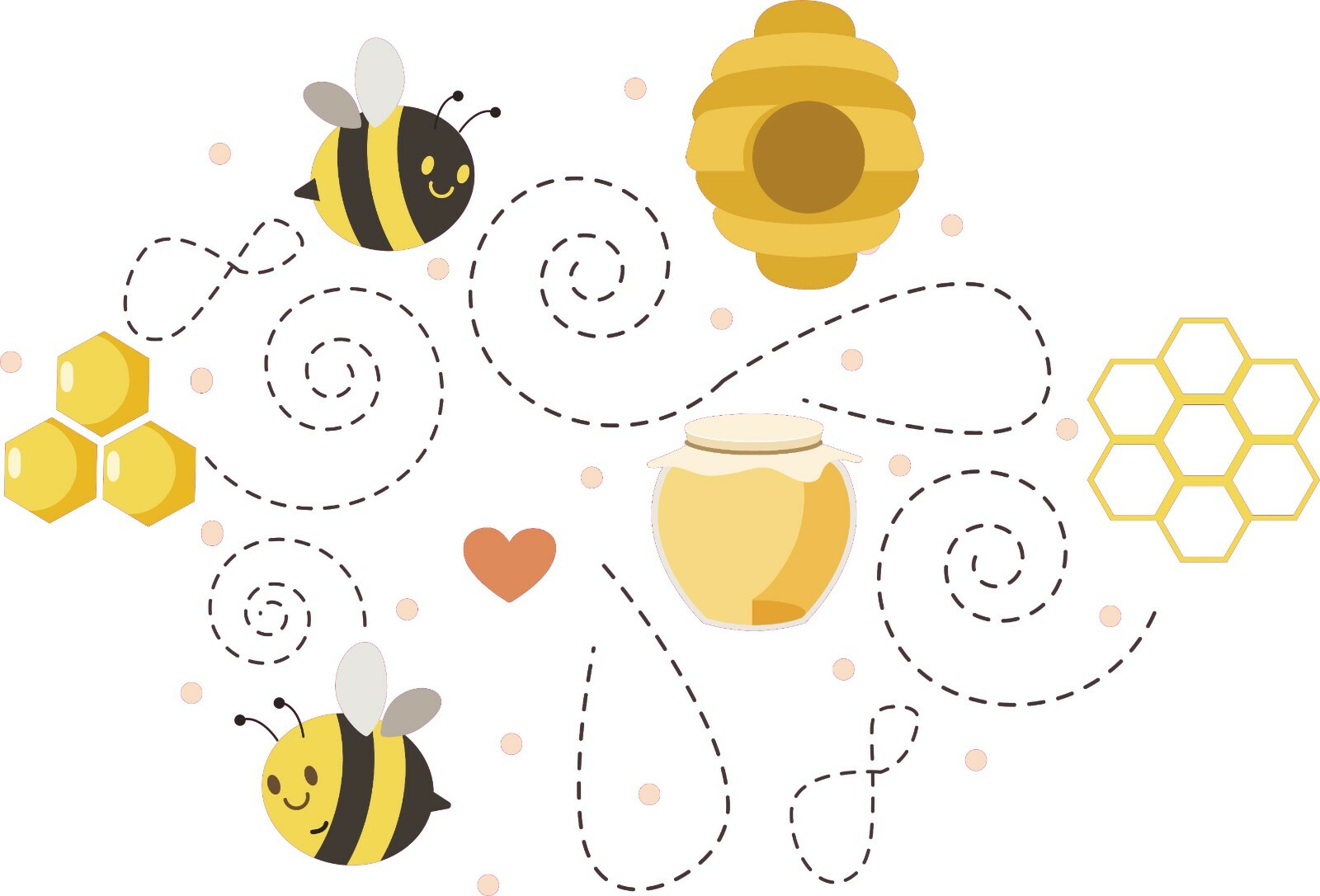 Multicolored Decor Bee's Life Cartoon Art Design Kids Bedroom Wall Decal 13×20