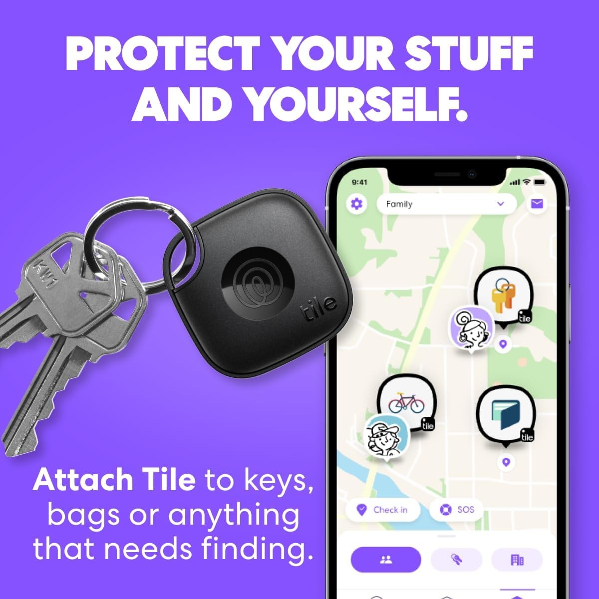 Life360 Tile – Bluetooth Tracker, Keys Finder and Item Locator for Keys, Bags an