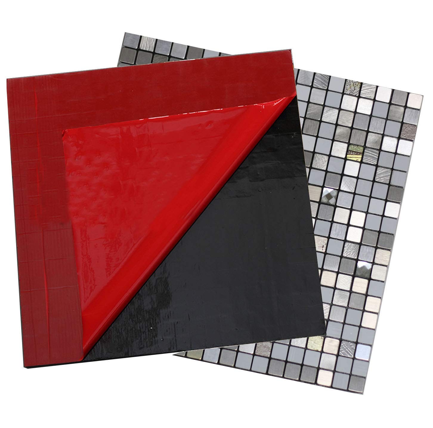 10 Sheets Self-Adhesive Aluminum Mosaic Peel and Stick Metal Tiles 3D Wall St…