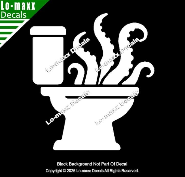 Octopus Tentacles Toilet Pictogram Restroom Vinyl Decal Unnatural Origins