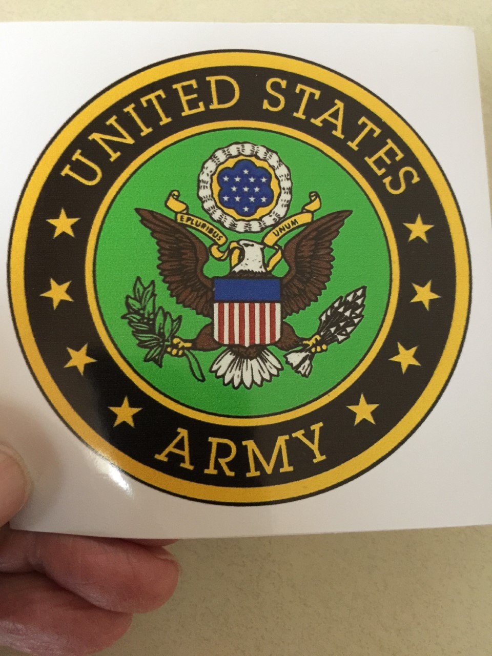 US ARMY 4"x4" adhesive backed vinyl decal.