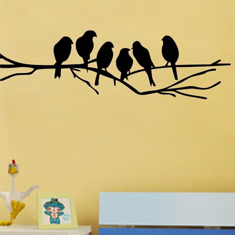 Black White Birds on the Tree Branch Removable Wall sticker decoration for Home