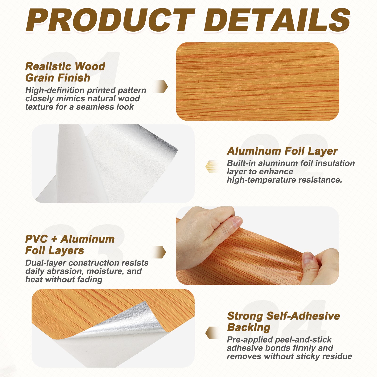 Wood Grain Repair Tape, 3.15 Inch x 16.4 ft Self Adhesive, Cherry