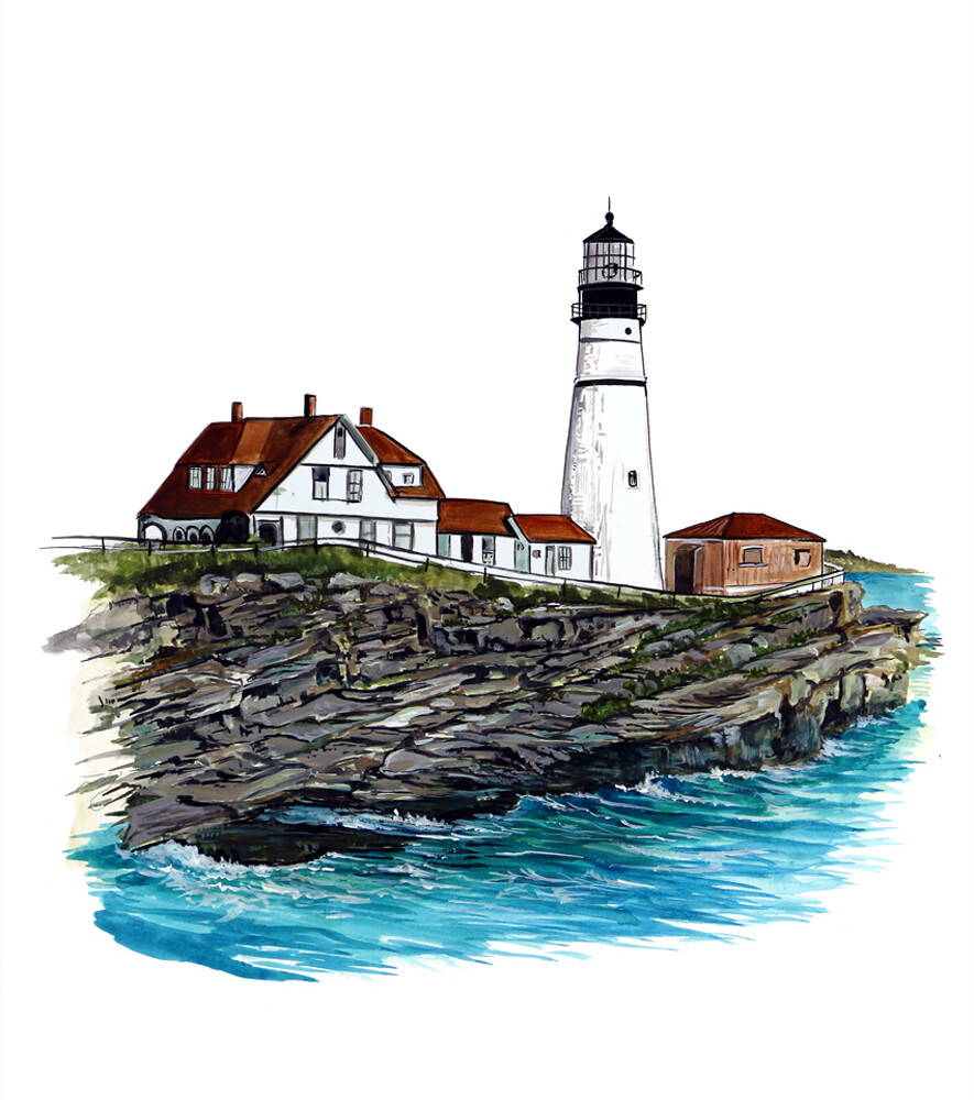 Portland Head Light House Lighthouse Maine Beach Home Decor Decal Sticker Art