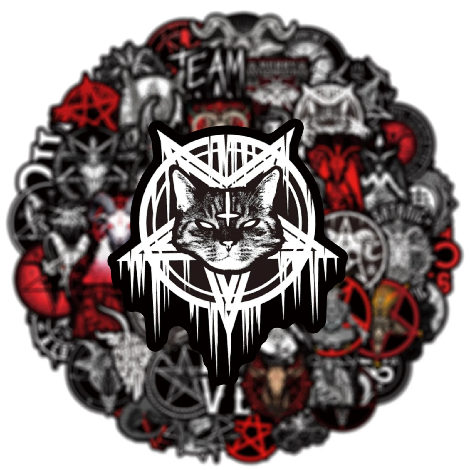50PC Satanic Symbol Stickers Gothic Occult Baphomet Vinyl Decal Pack 2 Inch