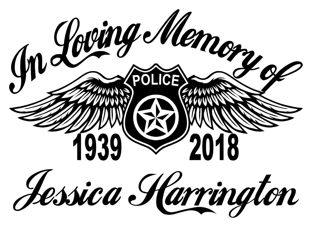 In Loving Memory Police Badge Wings Sticker Decal Custom Tribute 3 Font Choices