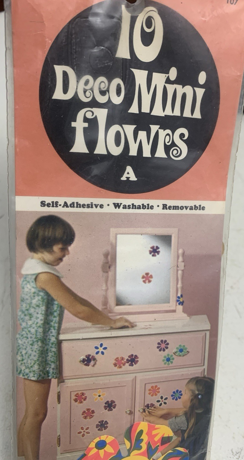 Vintage 60s Deco Mini Flowrs A Flower Power Groovy 10 pc Self-Adhesive Retro