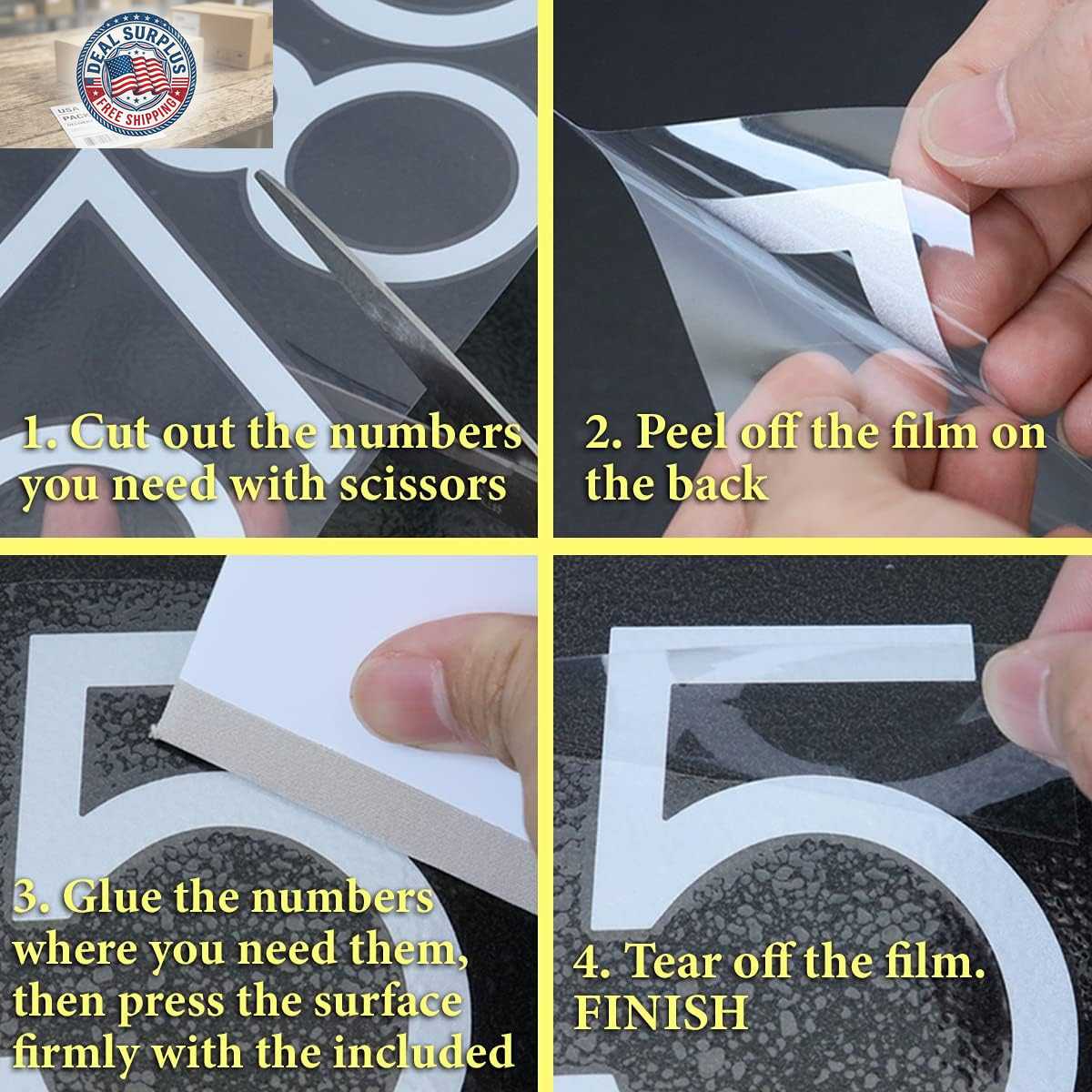 2 Inch Reflective Mailbox Numbers Sticker (0-9, 5 Sets) Modern Number Vinyl Wate