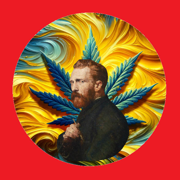 Cannabis Sticker Van Gogh Weed Leaf Design 420 UV Safe Pot Marijuana Ganja Stone