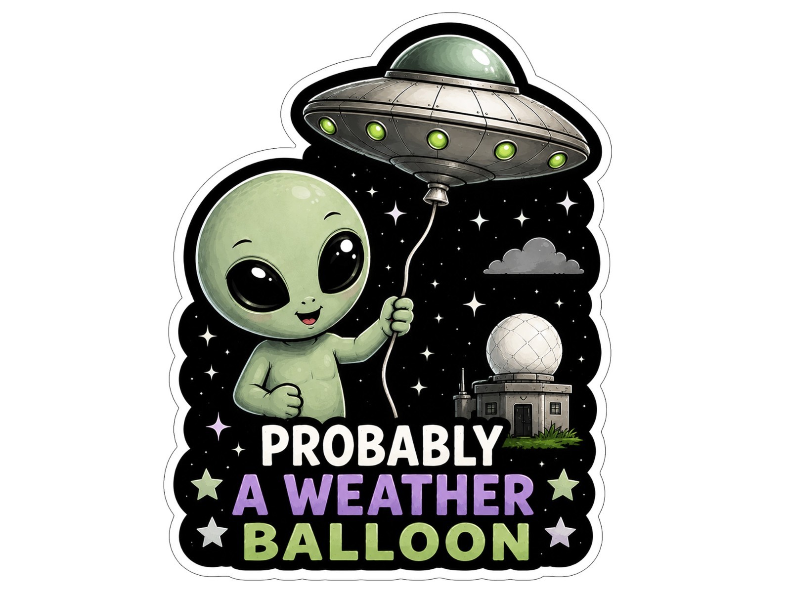 Alien Vinyl Decal Sticker UFO Space Sci Fi Laptop Window Binder Locker Cute