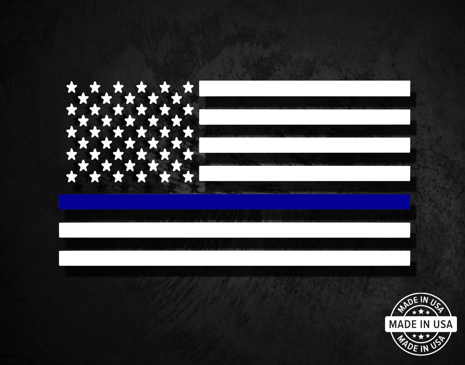 Thin Blue Line Decal, Vinyl Die Cut Sticker, 100% Made In USA, American Flag