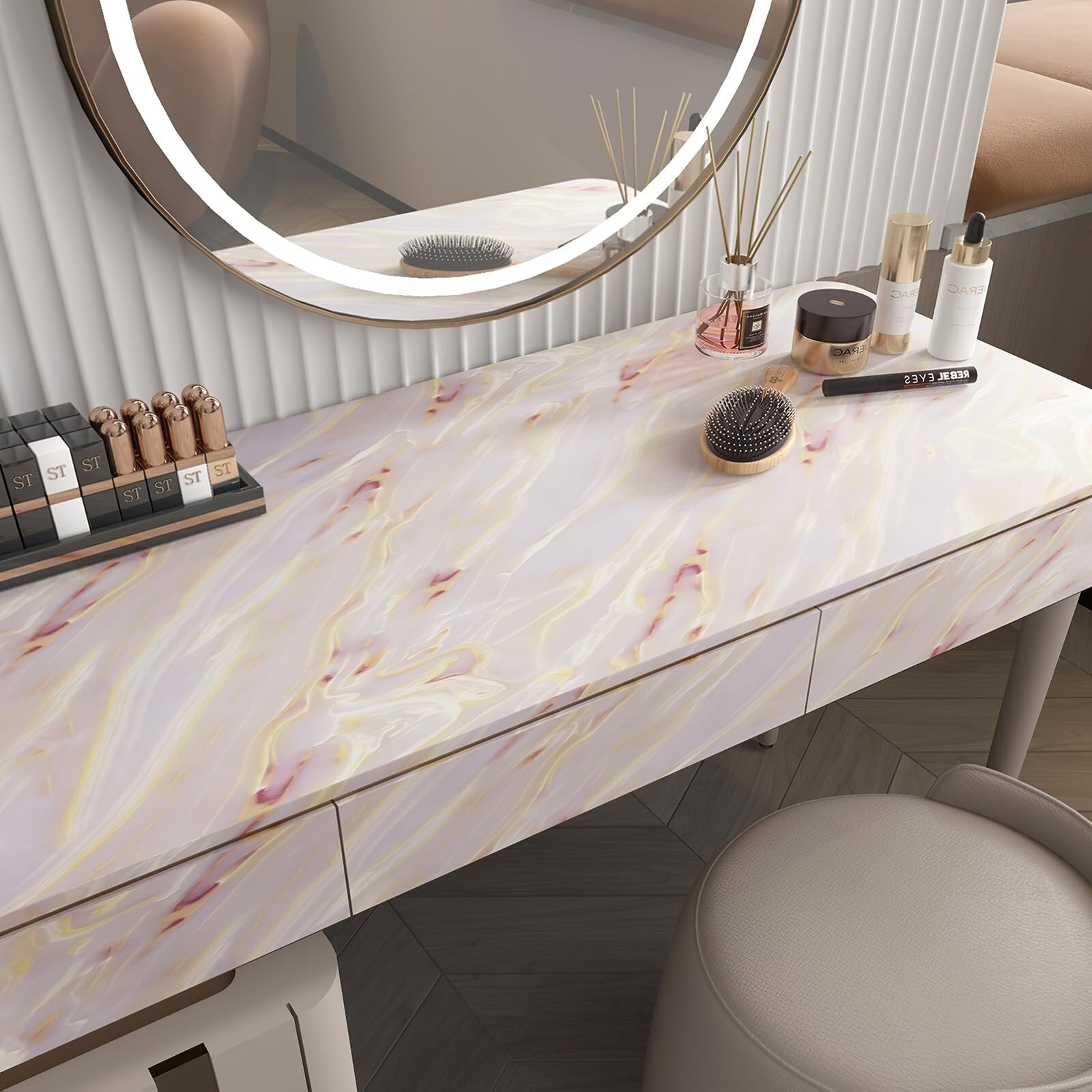 15.7"x196" Granite Gold White Marble Contact Paper Light Pink Peel and Stick …
