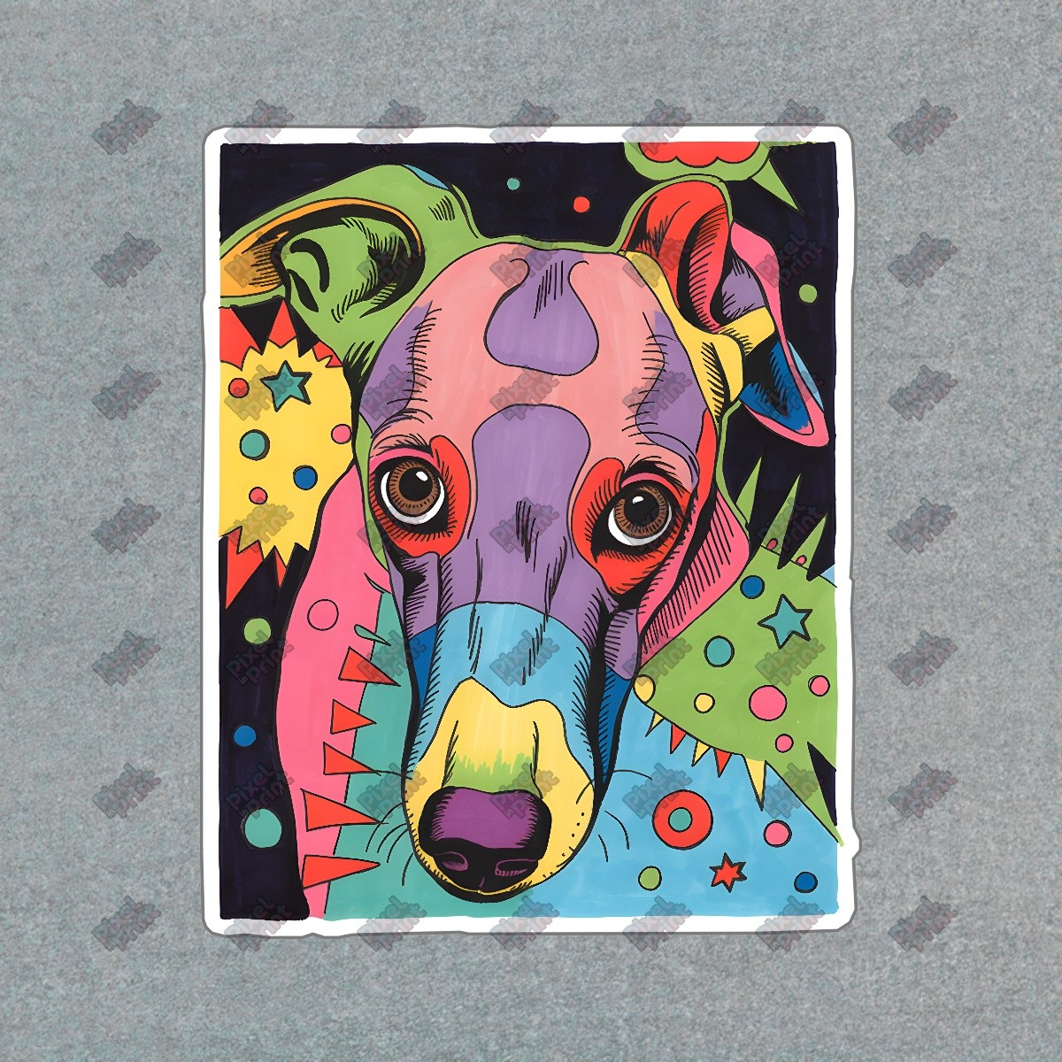 Vibrant Abstract Greyhound Art Colorful Dog Face Decor Modern Pop Art #8321