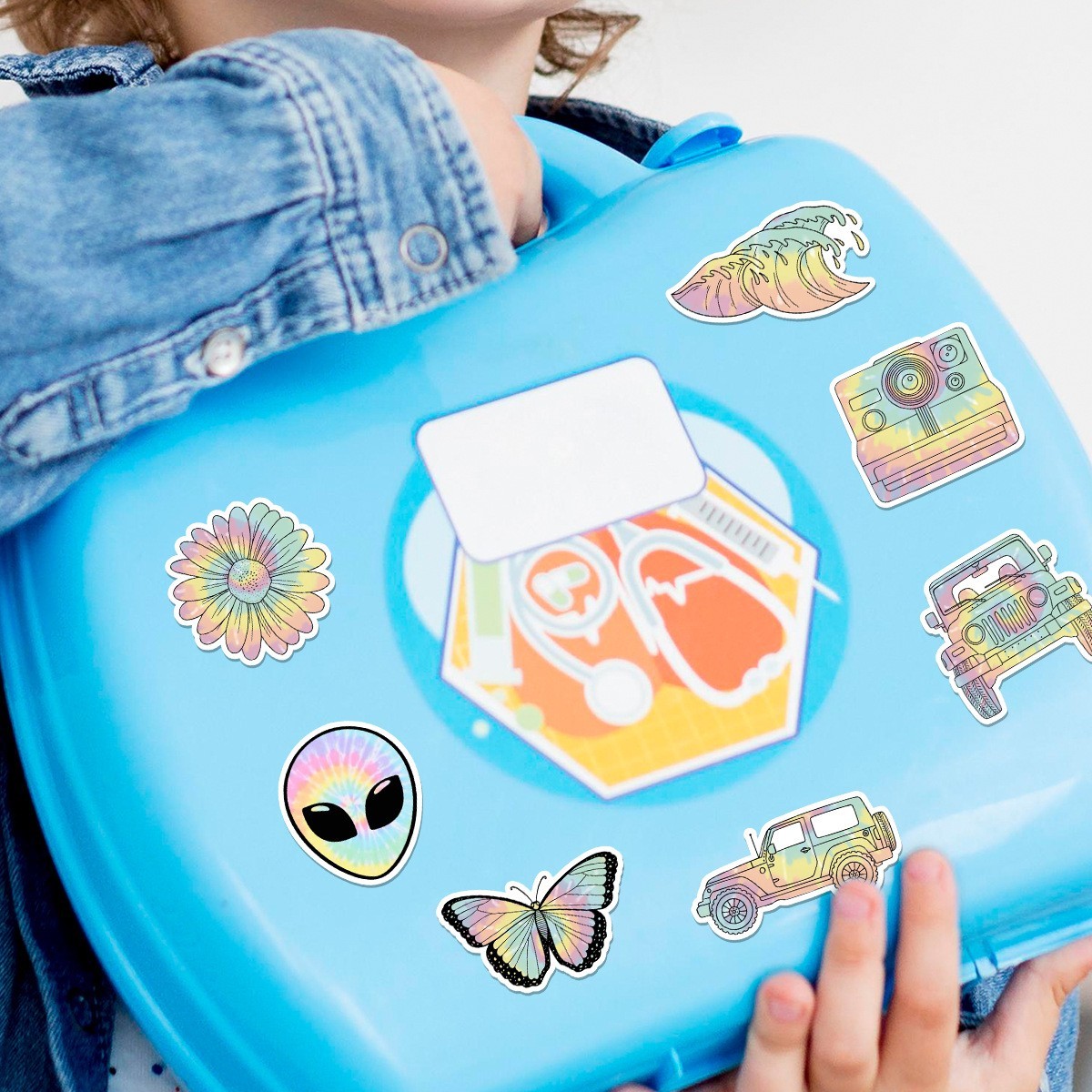 50 pcs Waterproof Vinyl Stickers Iridescent Style Luggage Phone Laptop Fridge