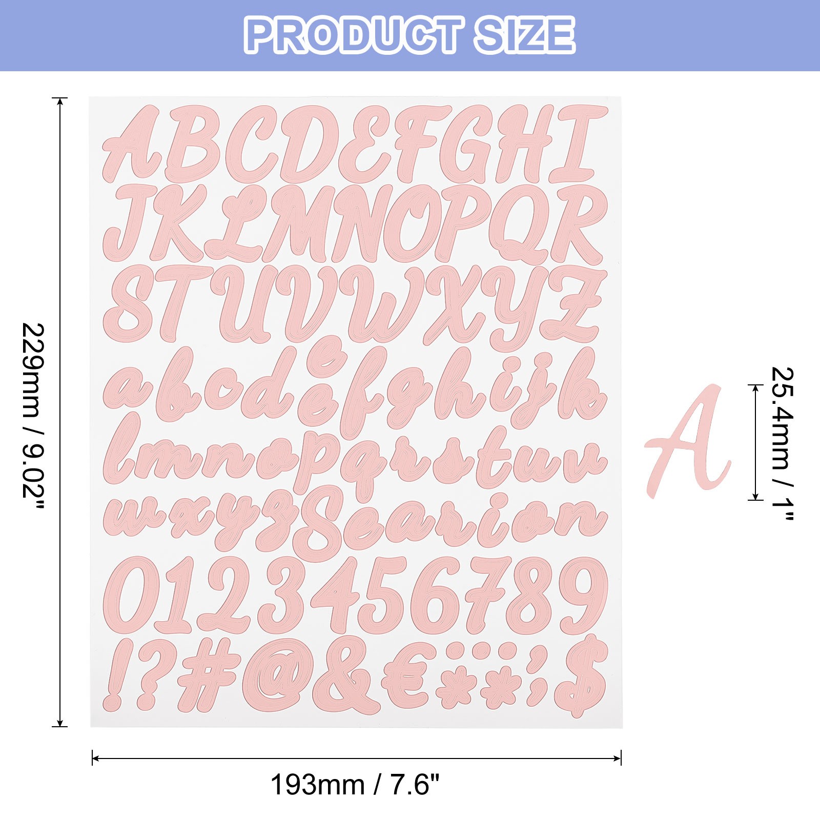 Vinyl Stickers Self Adhesive 672pcs for Letters and Numbers (Pink, 2.5cm)