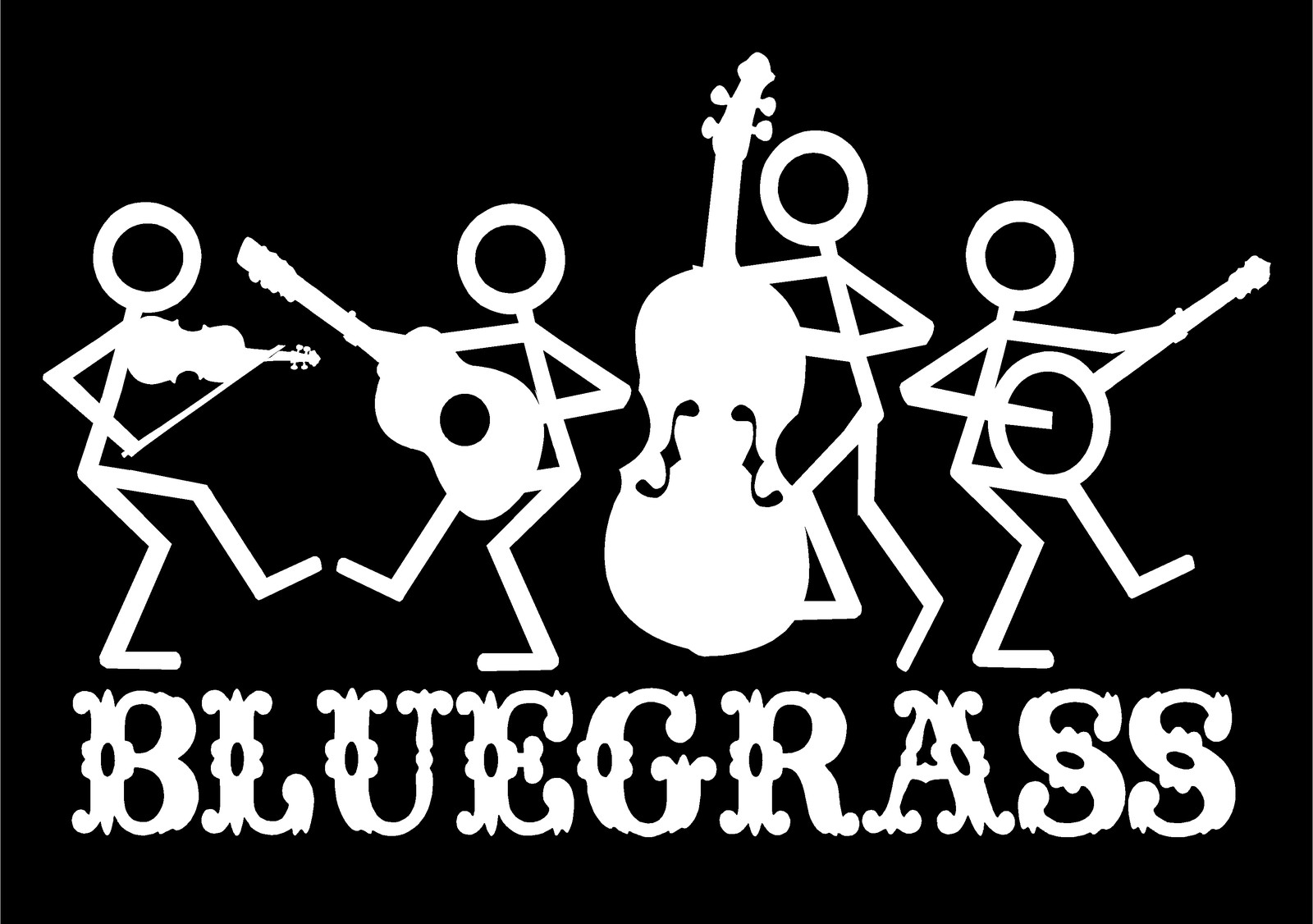 Bluegrass Band Decal Music Strings Stick People Vinyl Car Truck Sticker