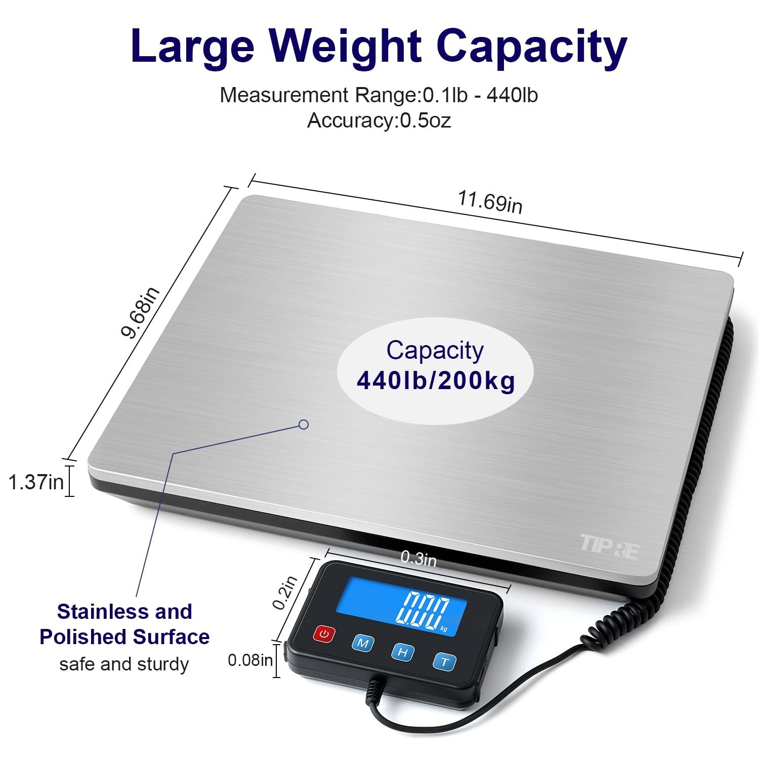 Digital Shipping Postal Scale 0.5 oz High Accuracy! 440lb Commercial Weight Scal