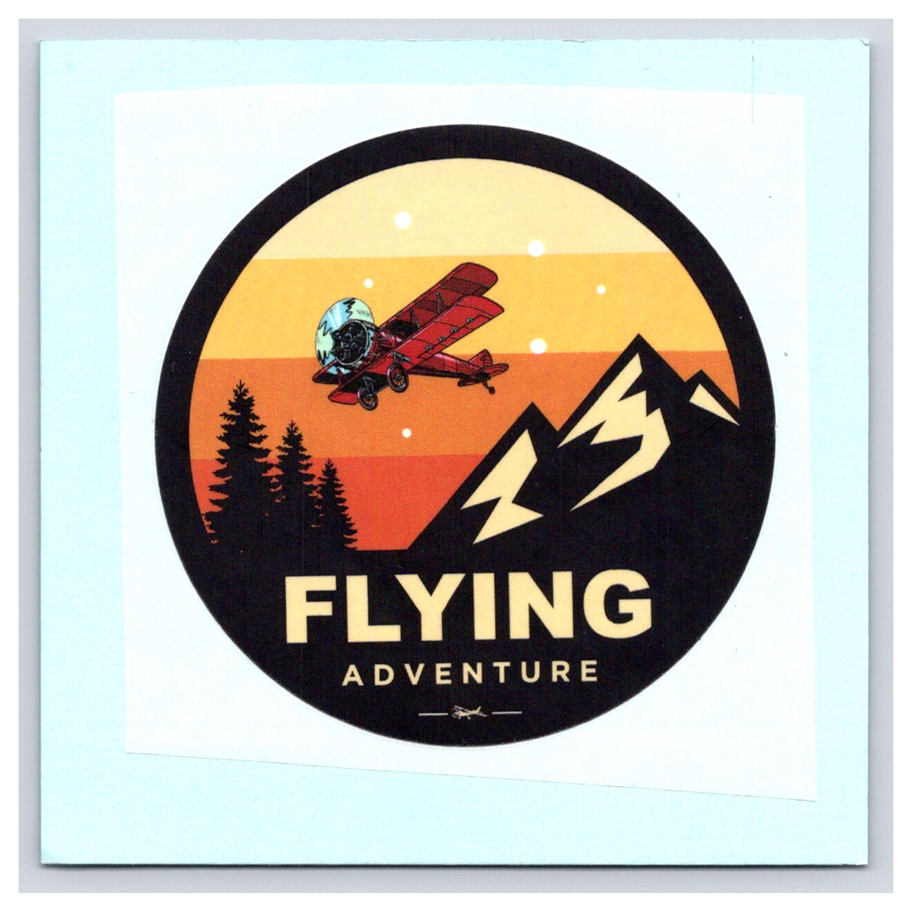 Labels: Aviation – Flying Adventure – Biplane – Round