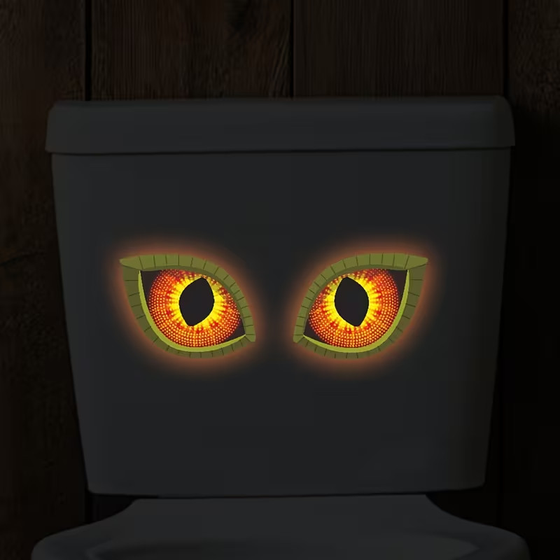 Glow-In-The-Dark Toilet Eyes Restroom Bathroom Washing Washer Sticker Decal