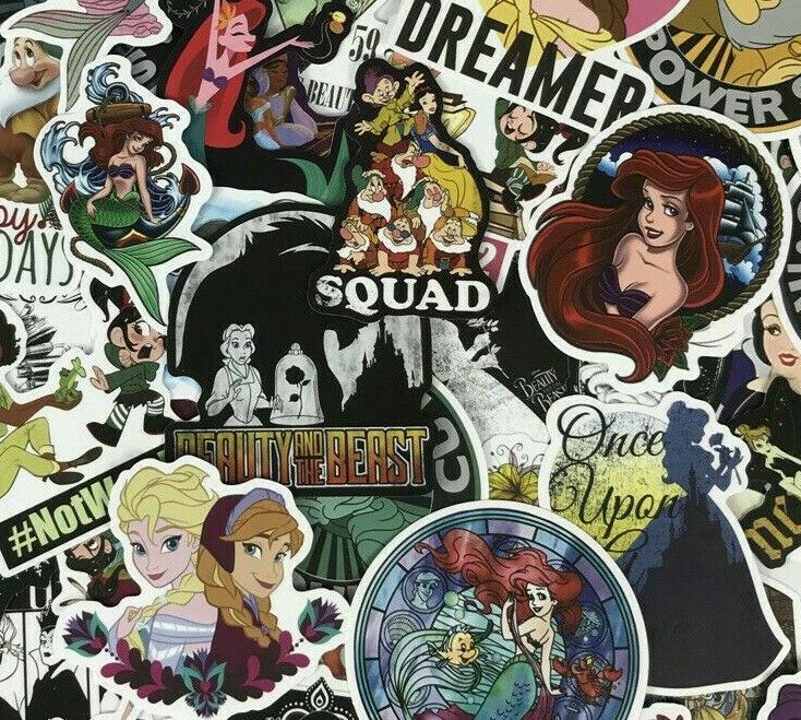 100 Piece Disney Princess Decal Fun Water Bottle Laptop Wall Sticker Pack