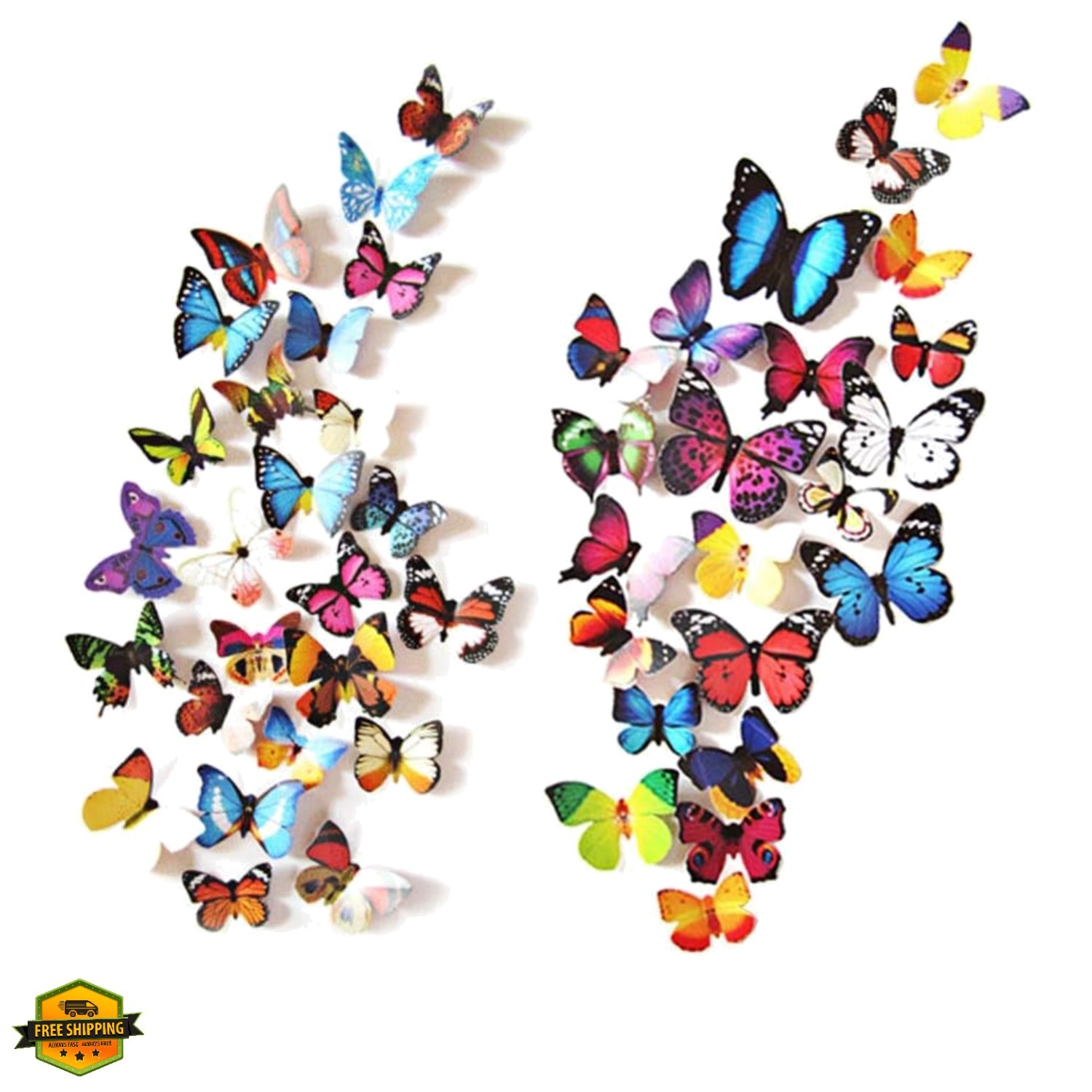 Butterfly Wall Stickers – 80 Pcs 3D Butterflies Decor Mural Wall Decals for H…