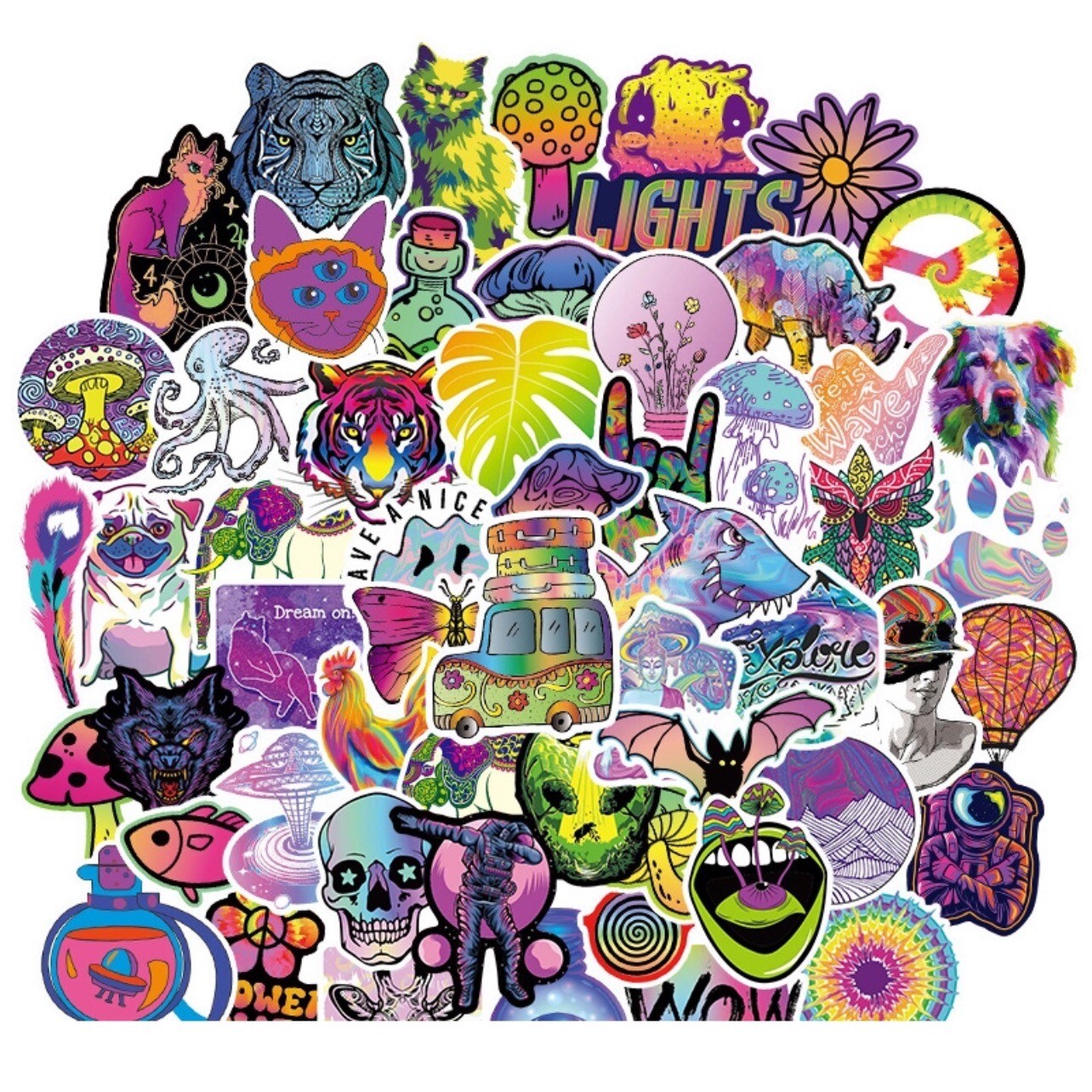 10 Random Psychedelic Stickers Trippy Decals Laptop Hydro Yeti Car Free Shipping
