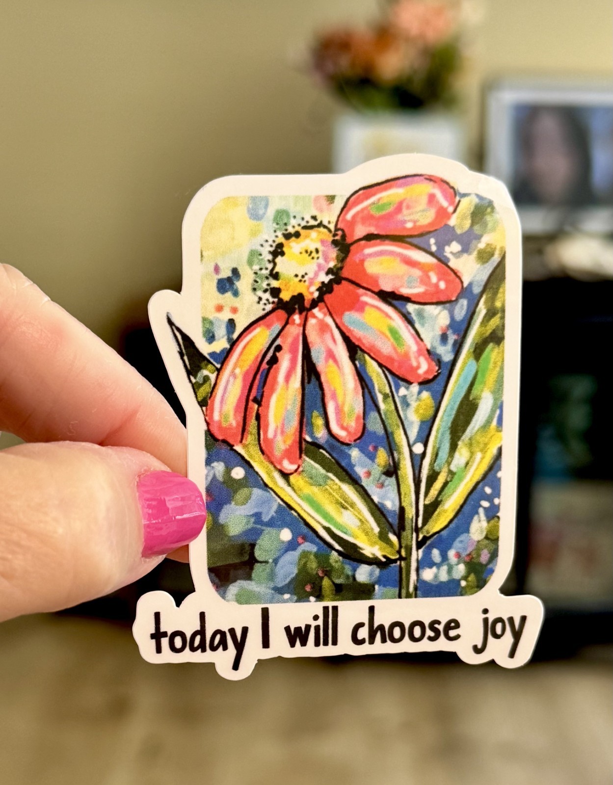 Flower Sticker, today I will choose, ACEO Flower Cute, Decal, Waterproof, whimsy