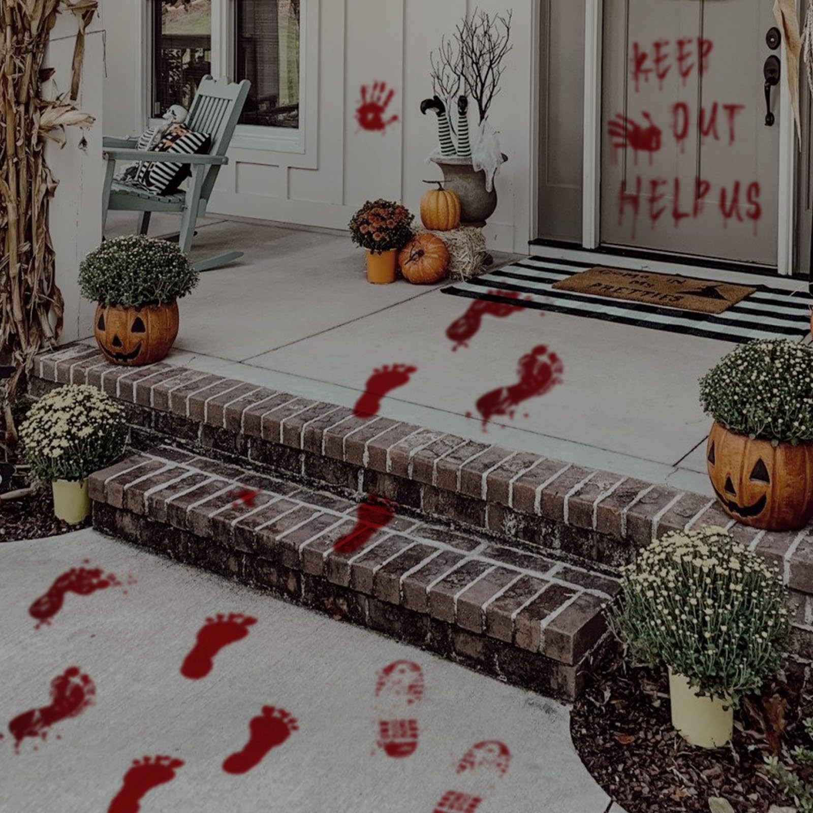 Bloody Handprint Footprint Floor Stickers Clings Decorations, Life Size Wall …