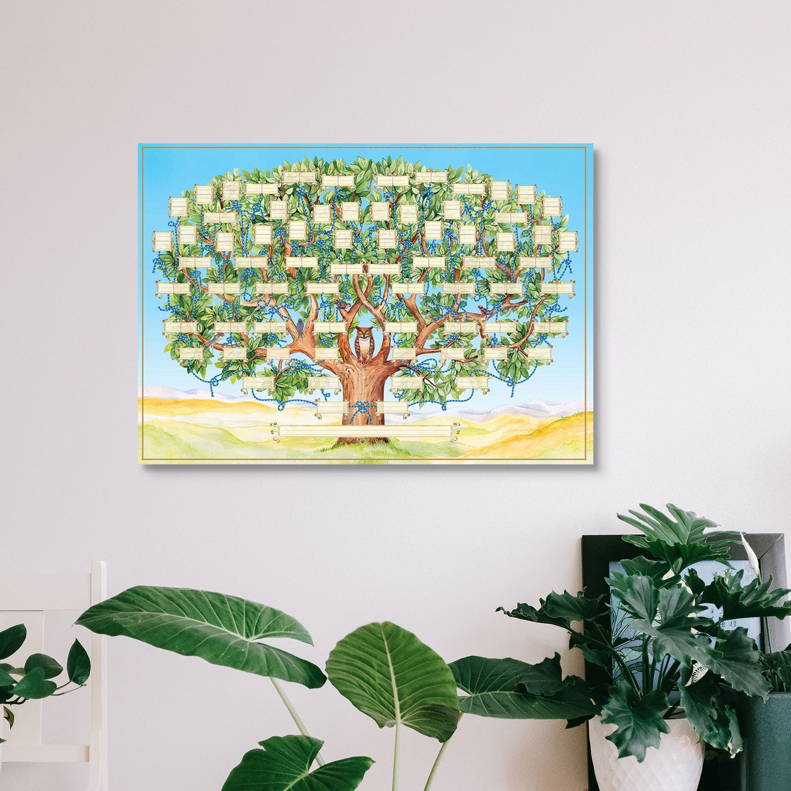 Family Tree Diagram Genealogy Blank Fillable Chart Wall Hanging Decor Poster