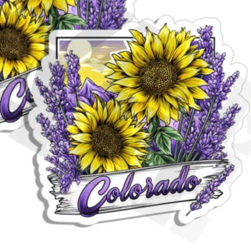 Colorado Sticker Sunflower Lavender Gardening decal 2 PACK Made in USA