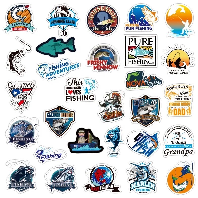 20 Random Fishing Sport Stickers Recreation Boat Decals Hydro Yeti Free Shipping