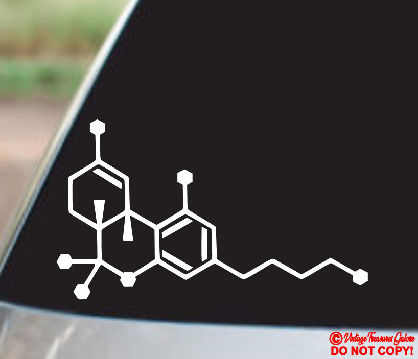 THC MOLECULE Vinyl Decal Car Rear Window Wall Bumper MARIJUANA WEED DOPE POT JDM
