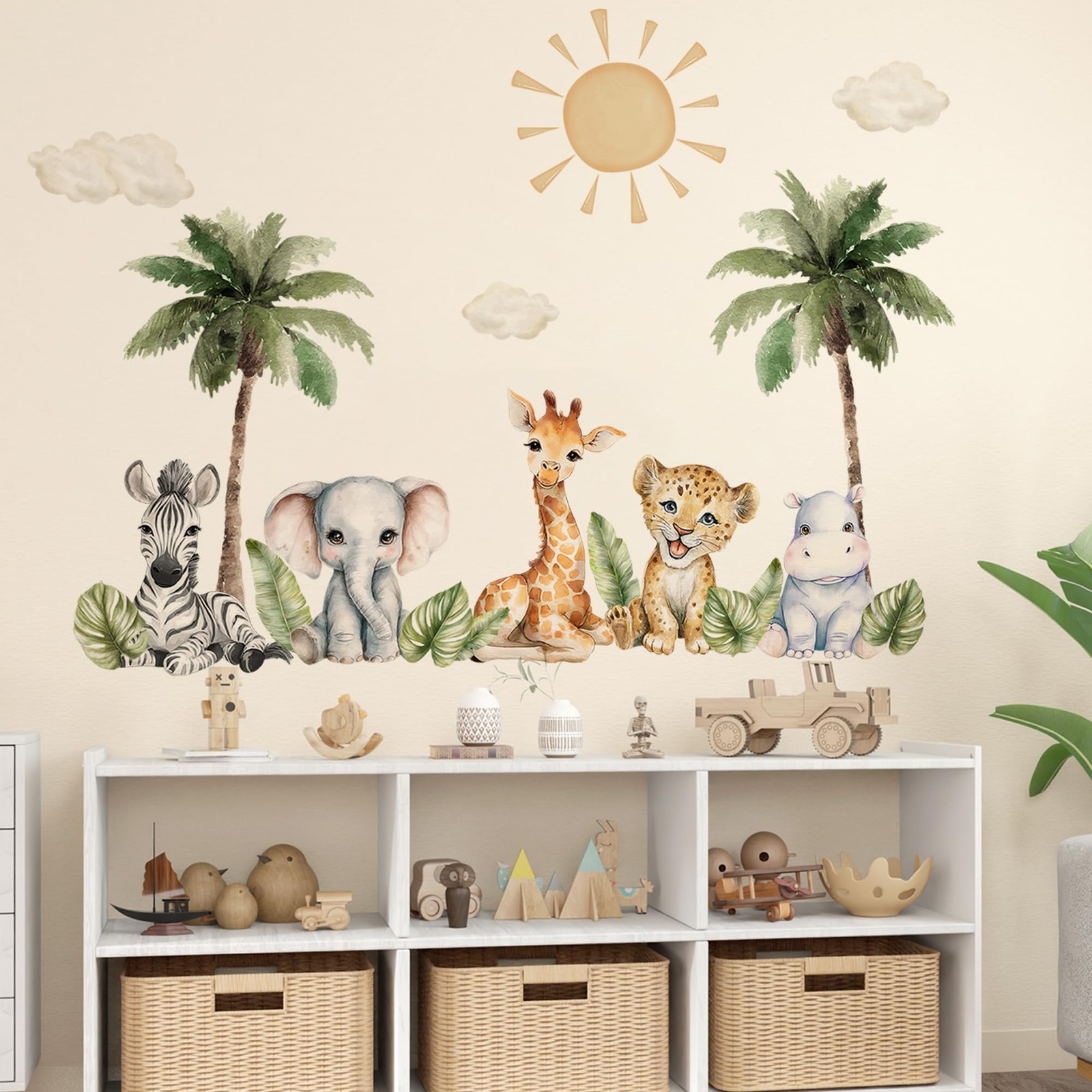 Safari Animals Wall Decal, Peel and Stick Nursery Animals Mural,Jungle Lion, …