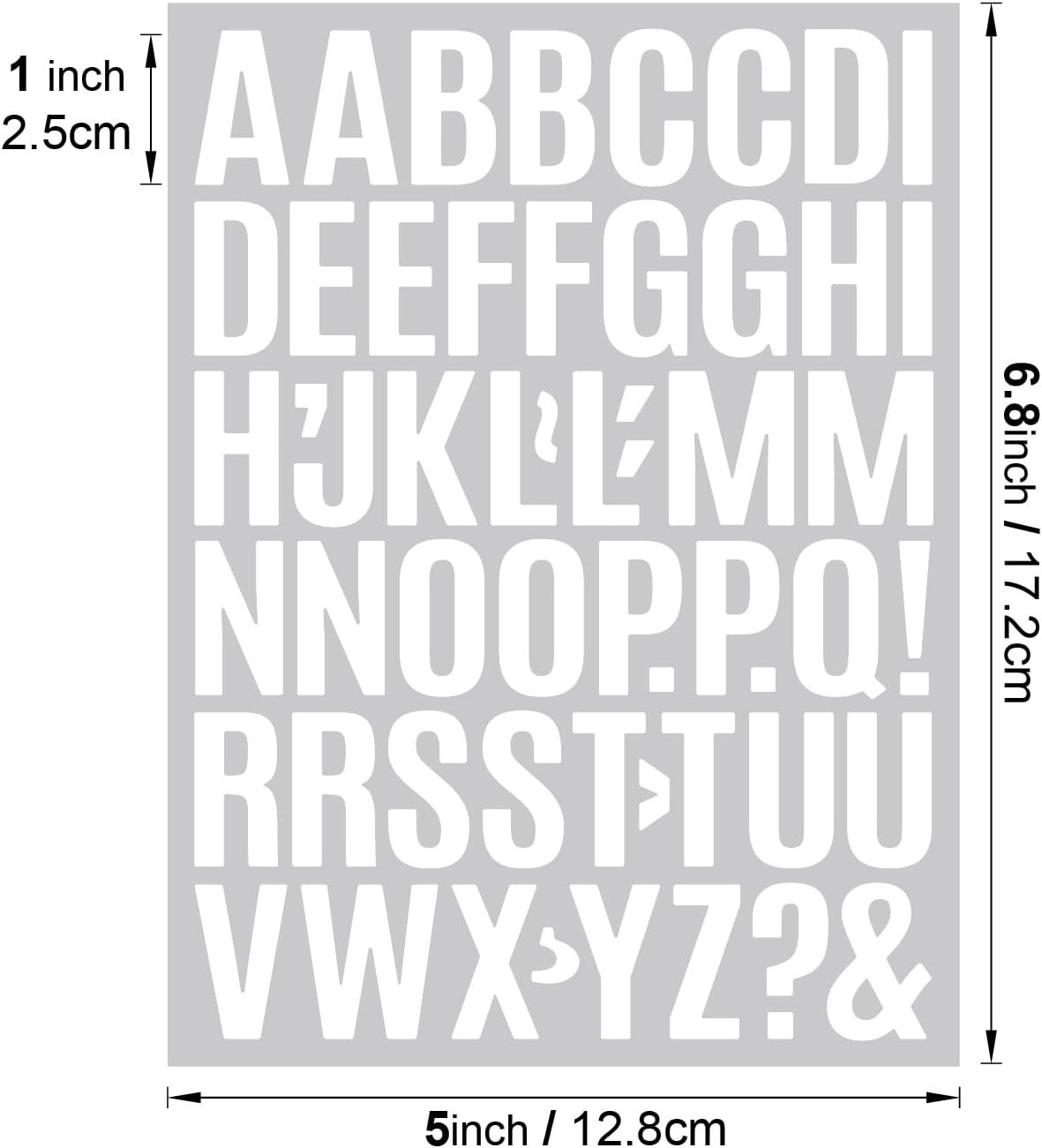 12 Sheets 1 Inch Vinyl Letter Stickers – Alphabet Decals for Windows, Walls, Doo
