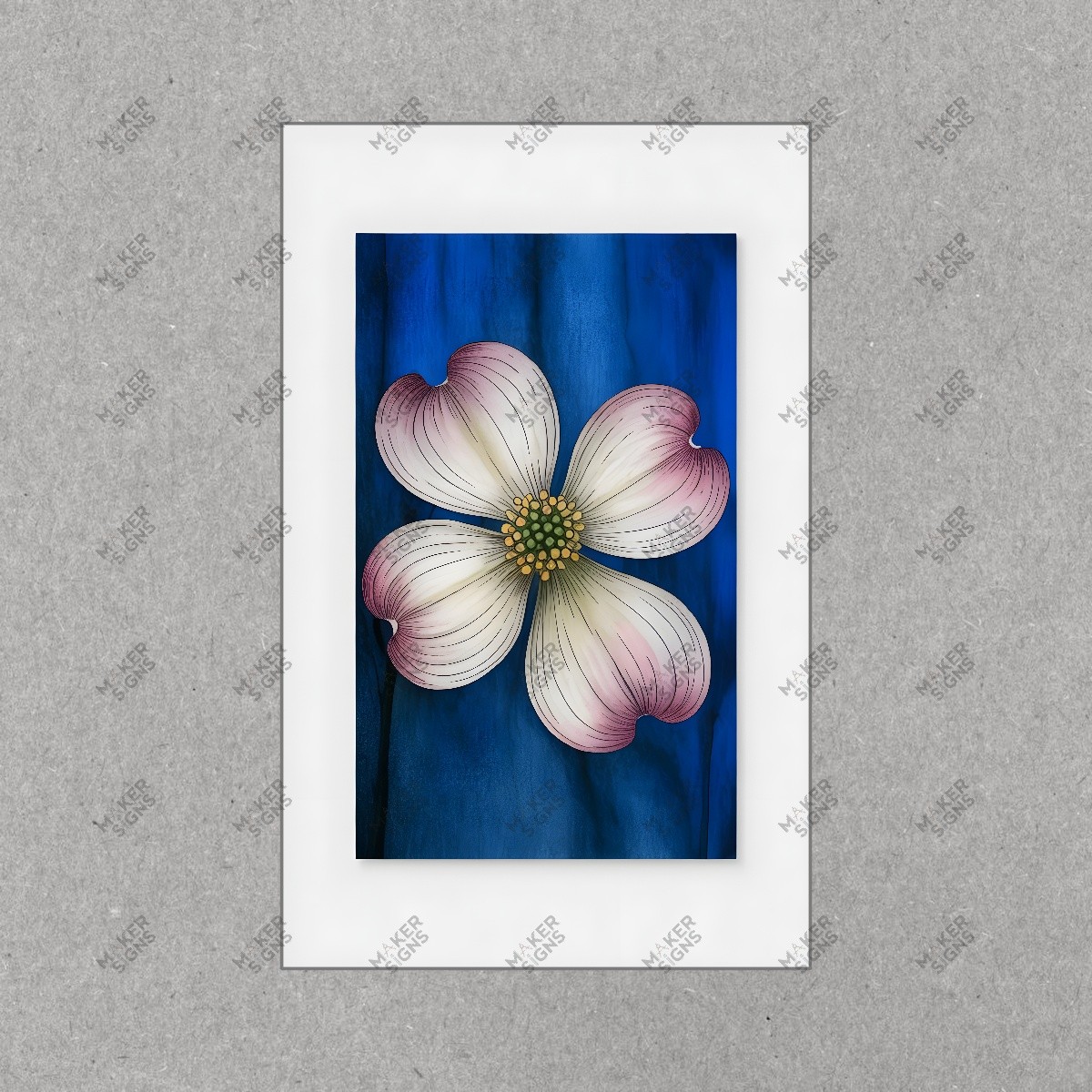 Elegant Dogwood Flower Art Print Botanical Home Decor White & Pink #8046
