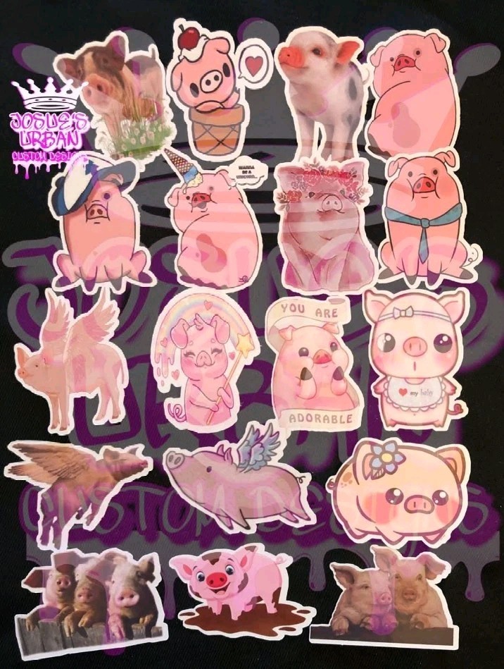 18pcs Cute Piggy pig Stickers Glossy Stickers