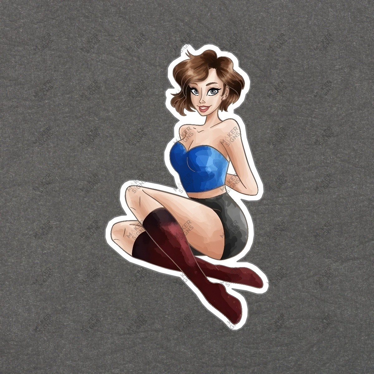 Stylish Animated Female Character Art Print Vibrant Comic Style Decor #7785