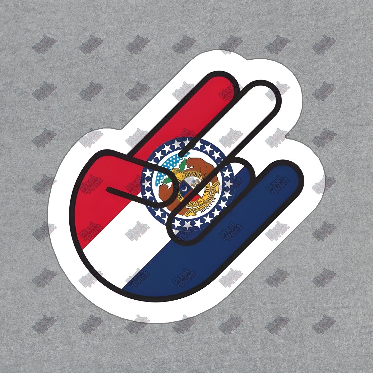 Missouri State Flag Vinyl Sticker Hand Gesture Decal Perfect for #872783